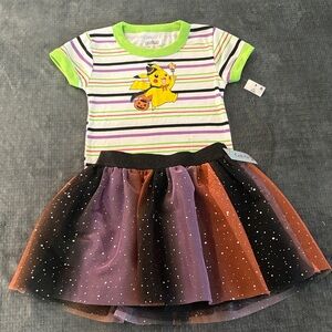Cat & Jack Striped Pokémon Pikachu Halloween Shirt with Tulle Skirt